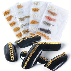 24pcs 3D Nail Chains & Punk Pendant Nail Ornaments for DIY Manicure