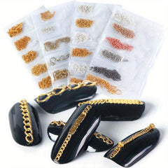24pcs 3D Nail Chains & Punk Pendant Nail Ornaments for DIY Manicure