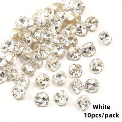 10 pcs Aurora Nail Tips with Diamonds and Rhinestones