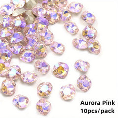 10 pcs Aurora Nail Tips with Diamonds and Rhinestones