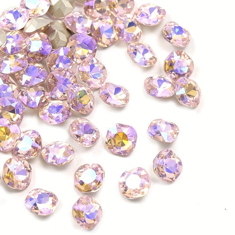 10 pcs Aurora Nail Tips with Diamonds and Rhinestones