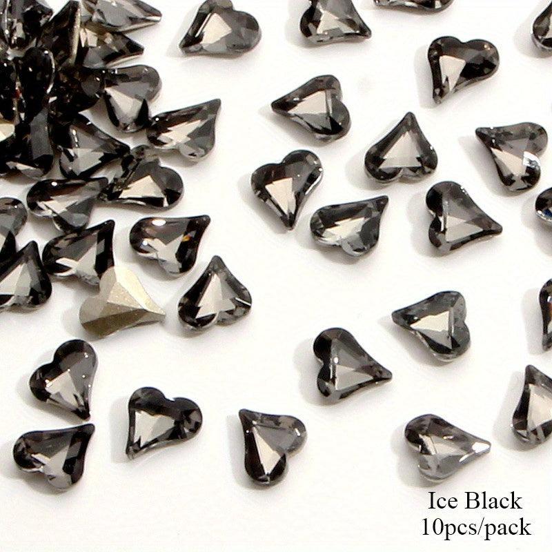 3D Crooked Peach Heart Nail Rhinestones Crystal Diamond Pointed Bottom