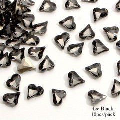 3D Crooked Peach Heart Nail Rhinestones Crystal Diamond Pointed Bottom