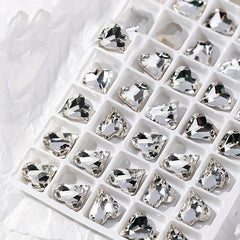 3D Crooked Peach Heart Nail Rhinestones Crystal Diamond Pointed Bottom