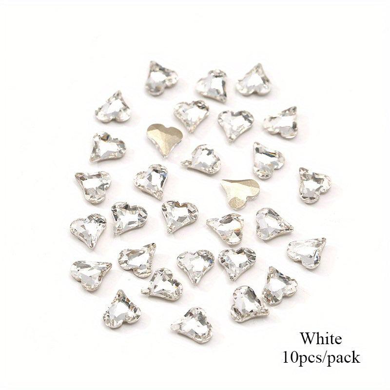 3D Crooked Peach Heart Nail Rhinestones Crystal Diamond Pointed Bottom
