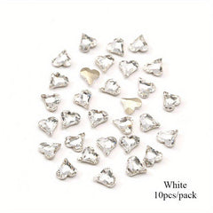 3D Crooked Peach Heart Nail Rhinestones Crystal Diamond Pointed Bottom