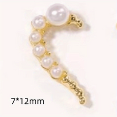 3D Half Heart Nail Charms With Rhinestones & Pearls