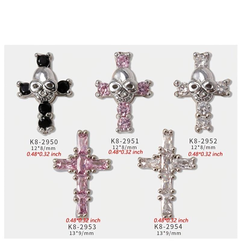 Halloween Punk Cross Skull Nail Art Charms DIY Nail Accessories