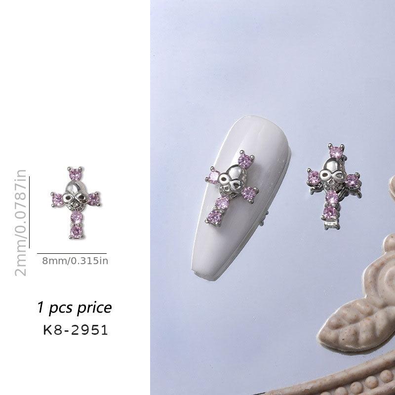 Halloween Punk Cross Skull Nail Art Charms DIY Nail Accessories