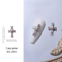 Halloween Punk Cross Skull Nail Art Charms DIY Nail Accessories