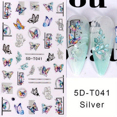 5D Butterfly Nail Art Stickers Self Adhesive Decals Supplies