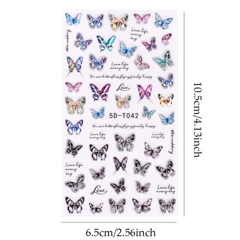 5D Butterfly Nail Art Stickers Self Adhesive Decals Supplies