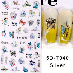 5D Butterfly Nail Art Stickers Self Adhesive Decals Supplies