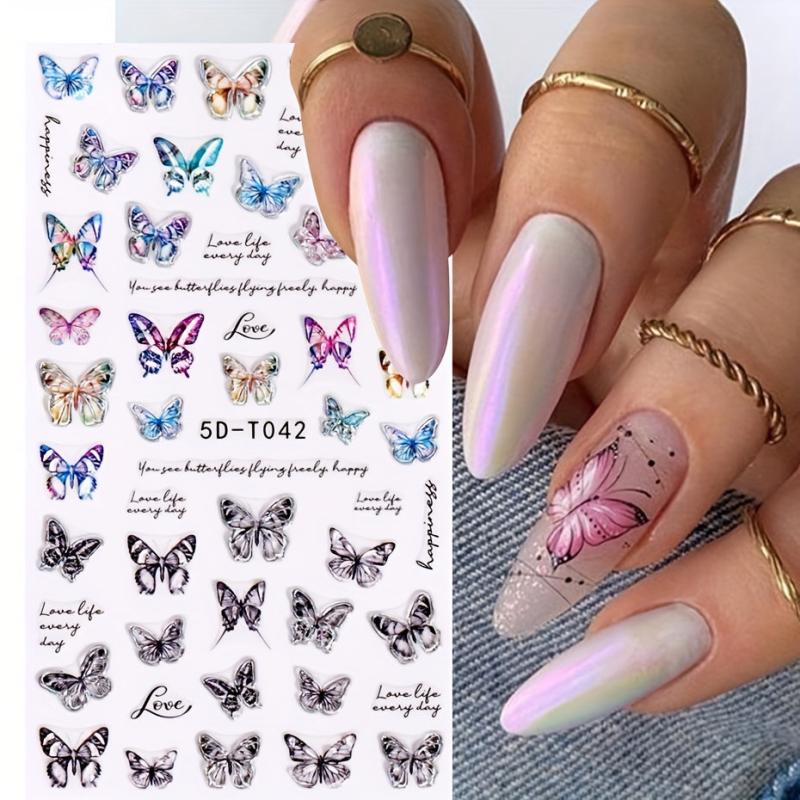 5D Butterfly Nail Art Stickers Self Adhesive Decals Supplies