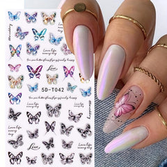 5D Butterfly Nail Art Stickers Self Adhesive Decals Supplies