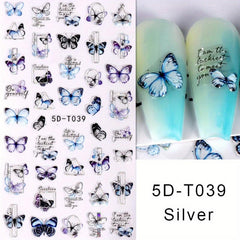 5D Butterfly Nail Art Stickers Self Adhesive Decals Supplies