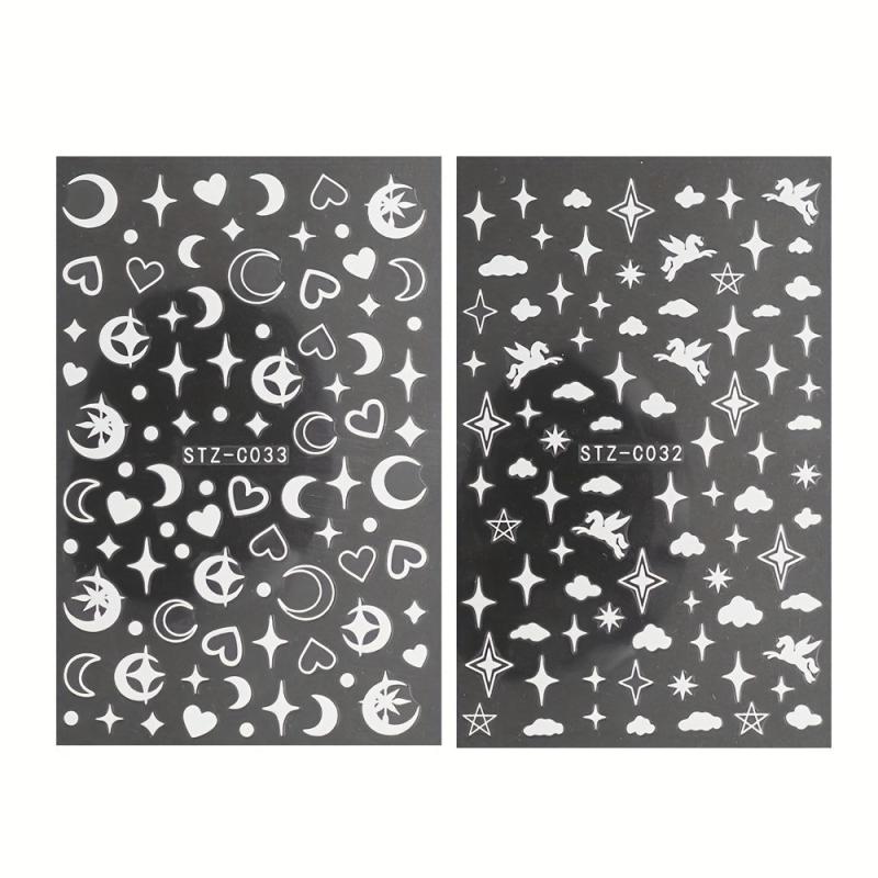 6pcs Colorful Flower Rainbow Nail Art Stickers Self Adhesive Decals