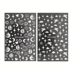 6pcs Colorful Flower Rainbow Nail Art Stickers Self Adhesive Decals