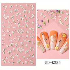 Tulip Nail Art Stickers 5D Self Adhesive Flower Nail Decals