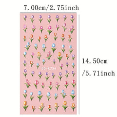Tulip Nail Art Stickers 5D Self Adhesive Flower Nail Decals