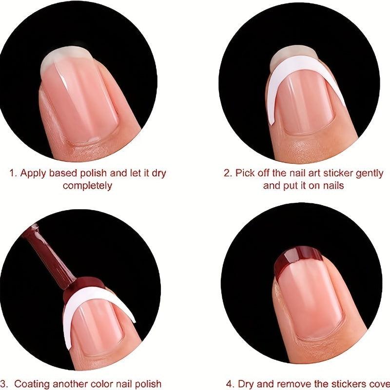 12 Sheets French Tip Nail Guide Self Adhesive Nail Art Stickers Nail Strips