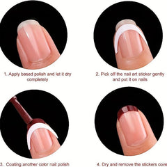 12 Sheets French Tip Nail Guide Self Adhesive Nail Art Stickers Nail Strips