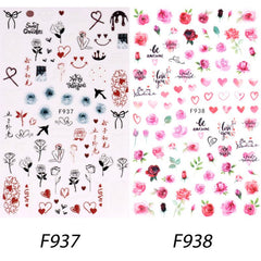 3D Self Adhesive Nail Art Stickers Decals Red Heart Lip Flower Romance Stickers