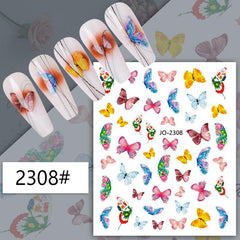 3D Butterfly Nail Stickers Pink Green Self Adhesive Decals for Nails
