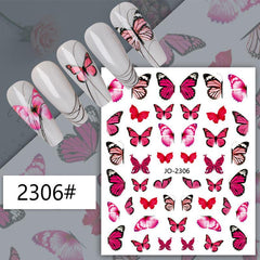 3D Butterfly Nail Stickers Pink Green Self Adhesive Decals for Nails