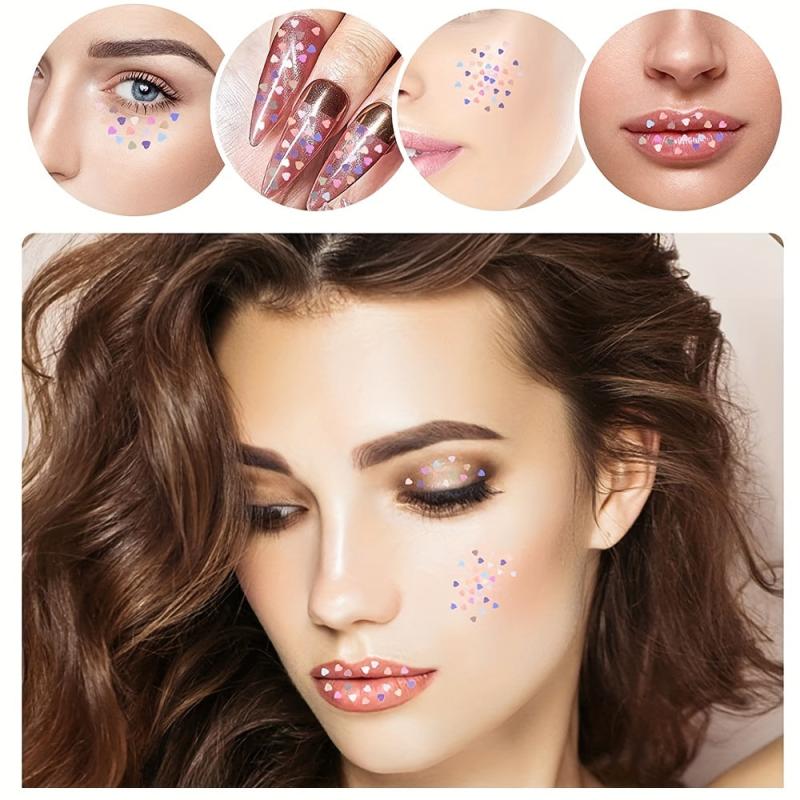Y2K Heart Nail Glitter Sequins Holographic Confetti Nail Art Supplies