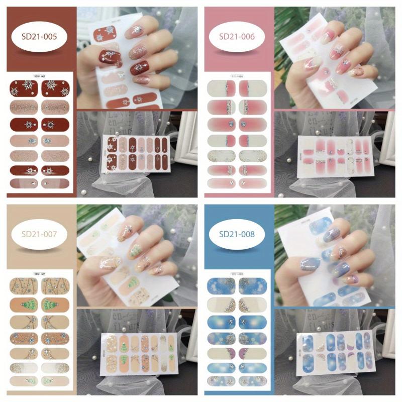 4pcs Xmas Snowflake Nail Polish Strips For Parties
