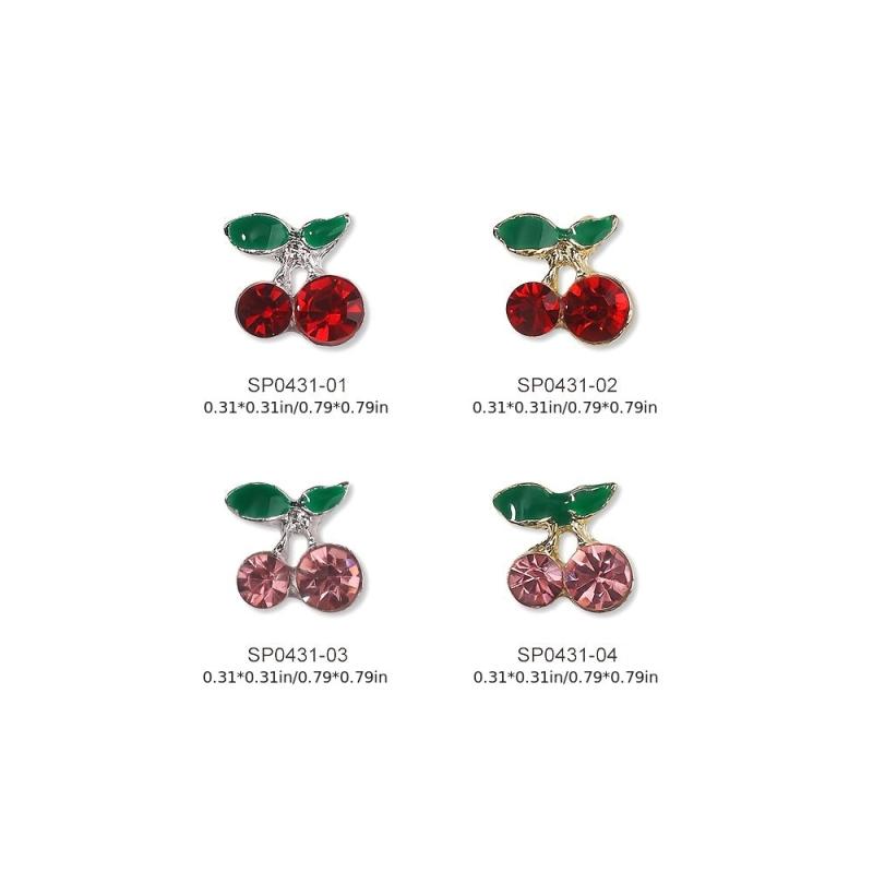 10pcs Rhinestone Cherry Nail Art Decoration
