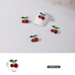 10pcs Rhinestone Cherry Nail Art Decoration