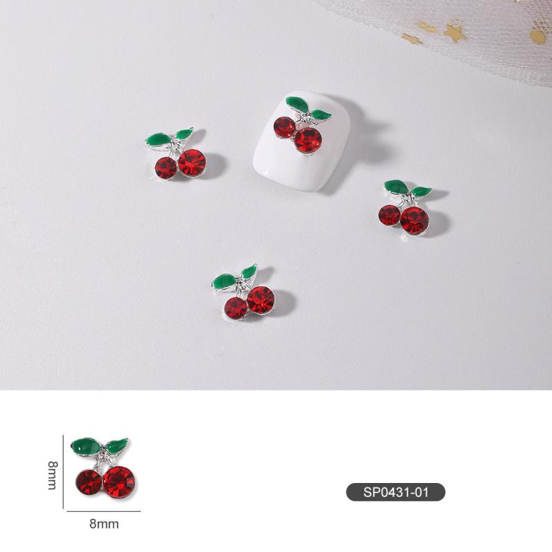 10pcs Rhinestone Cherry Nail Art Decoration