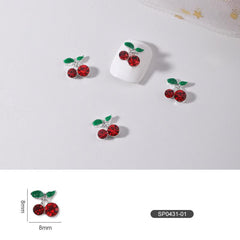 10pcs Rhinestone Cherry Nail Art Decoration