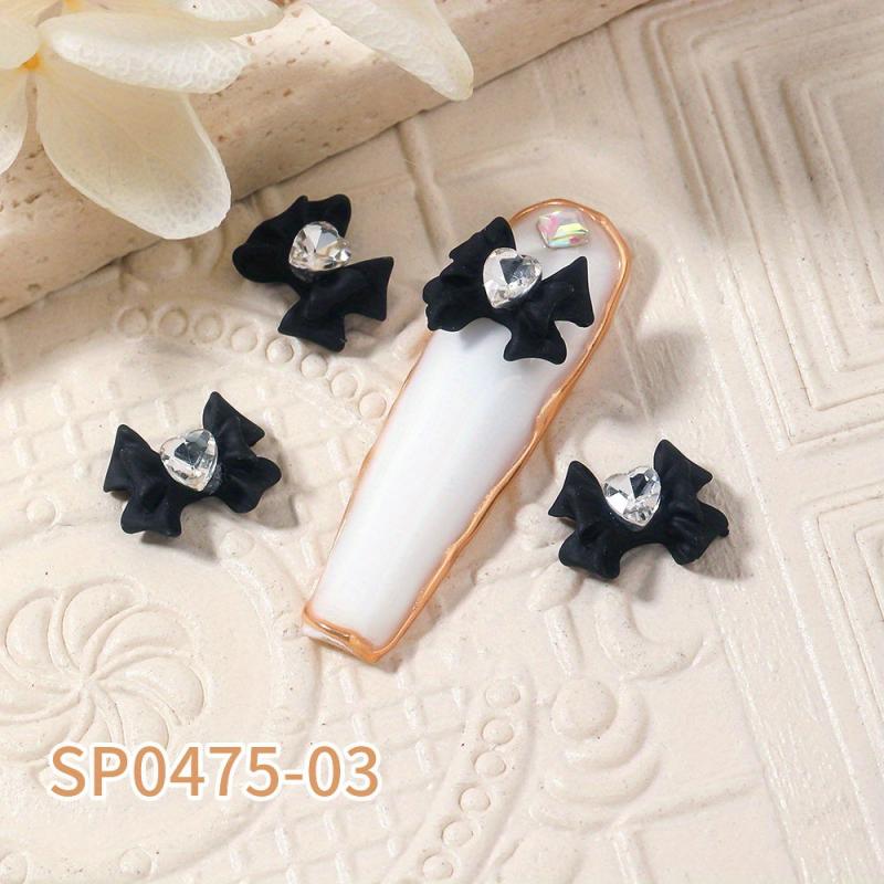 10pcs Colorful Rhinestone Bow Nail Art Charms for DIY Nail Crafts
