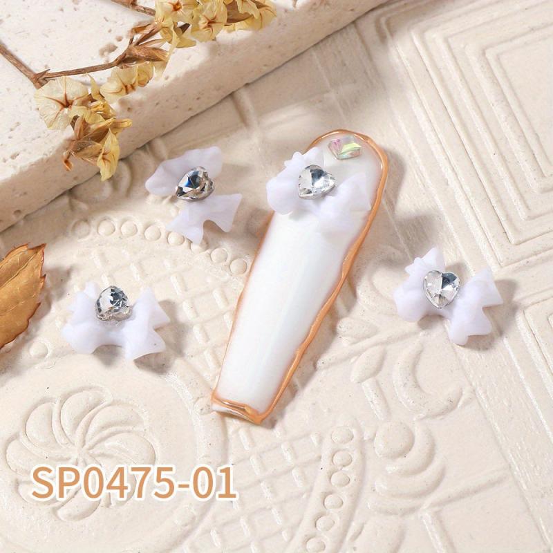 10pcs Colorful Rhinestone Bow Nail Art Charms for DIY Nail Crafts