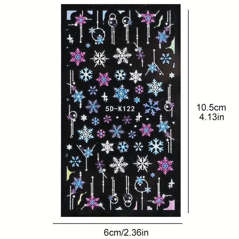 5D Embossed Christmas Nail Art Stickers Snowflake Nail Decals
