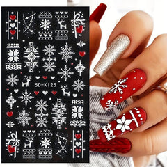 5D Embossed Christmas Nail Art Stickers Snowflake Nail Decals