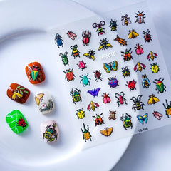 5D Embossed Animals Nail Art Stickers Dinosaurs Insects Dragonfly