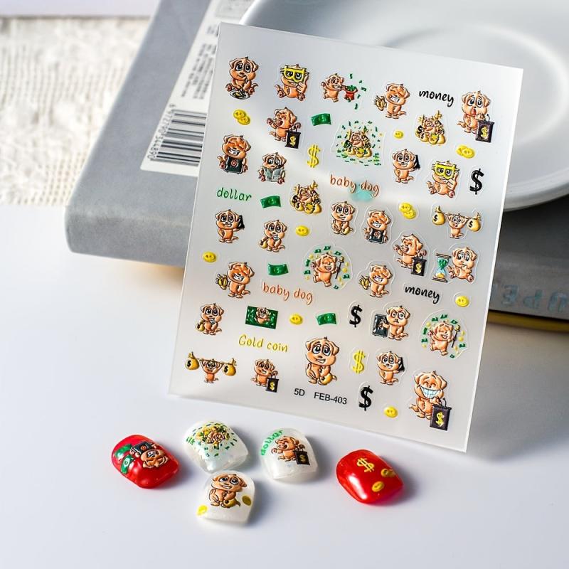 5D Embossed Animals Nail Art Stickers Dinosaurs Insects Dragonfly