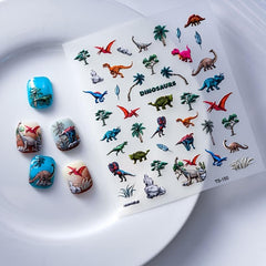 5D Embossed Animals Nail Art Stickers Dinosaurs Insects Dragonfly