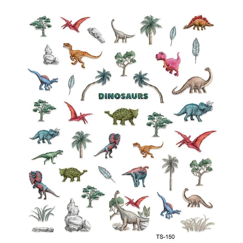 5D Embossed Animals Nail Art Stickers Dinosaurs Insects Dragonfly