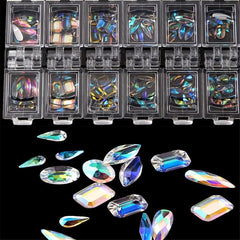12 Grid 3D Crystal AB Nail Art Rhinestones Mixed Shapes