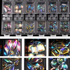 12 Grid 3D Crystal AB Nail Art Rhinestones Mixed Shapes
