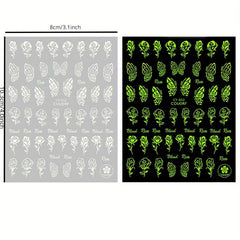 3D Luminous Nail Sticker Flame Moon Stars Butterfly Nail Art