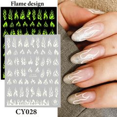 3D Luminous Nail Sticker Flame Moon Stars Butterfly Nail Art