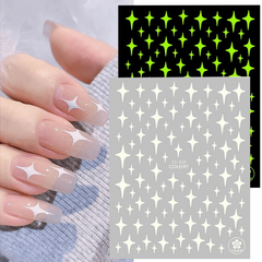 3D Luminous Nail Sticker Flame Moon Stars Butterfly Nail Art