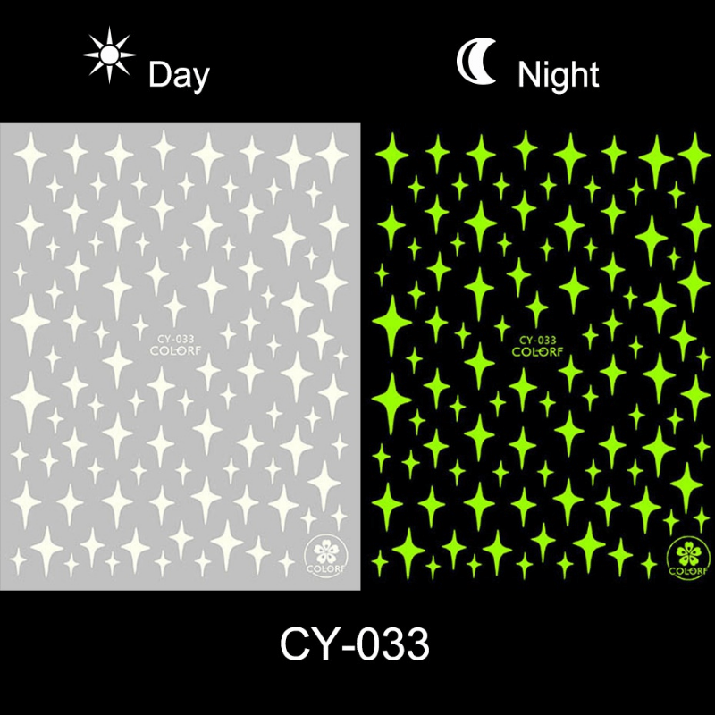 3D Luminous Nail Sticker Flame Moon Stars Butterfly Nail Art