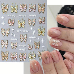 2pcs 5D Embossed Butterfly Nail Art Stickers Self Adhesive Nail Art Supplies